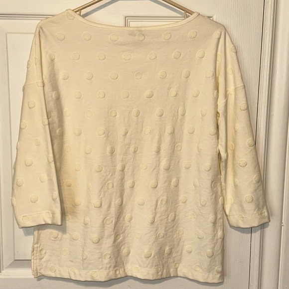 3 for $30 Talbots white cream ivory 3/4 sleeve pattern shirt size s/m petite - Picture 2 of 3